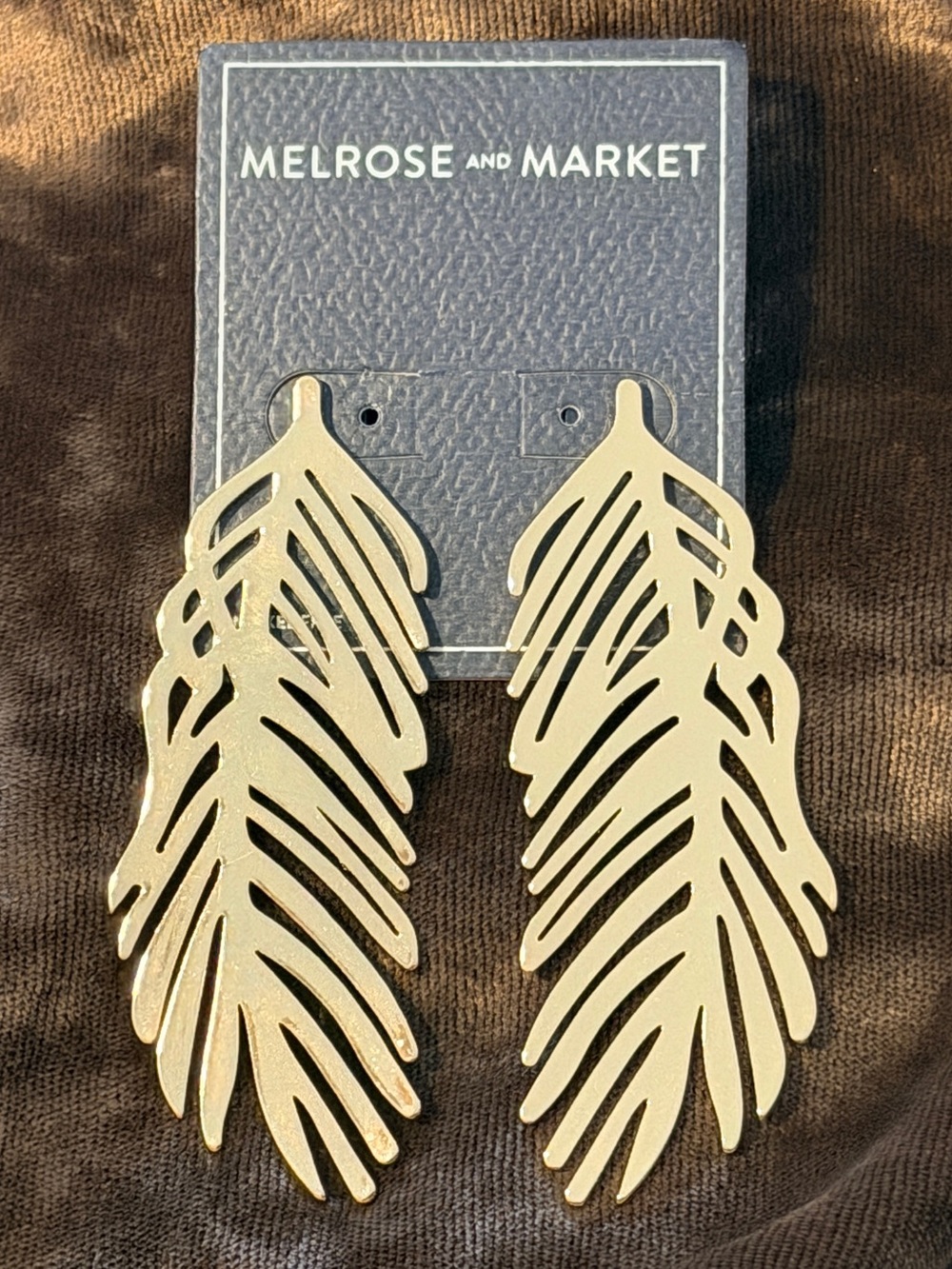 Melrose and Market Gold Feather Drop Earrings